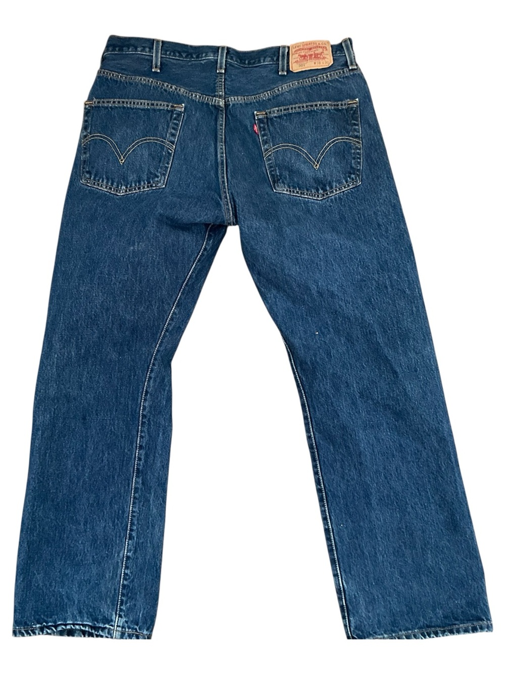 Vintage Levi’s 501 button fly straight leg medium/dark wash jeans 38 x 30 Mexico